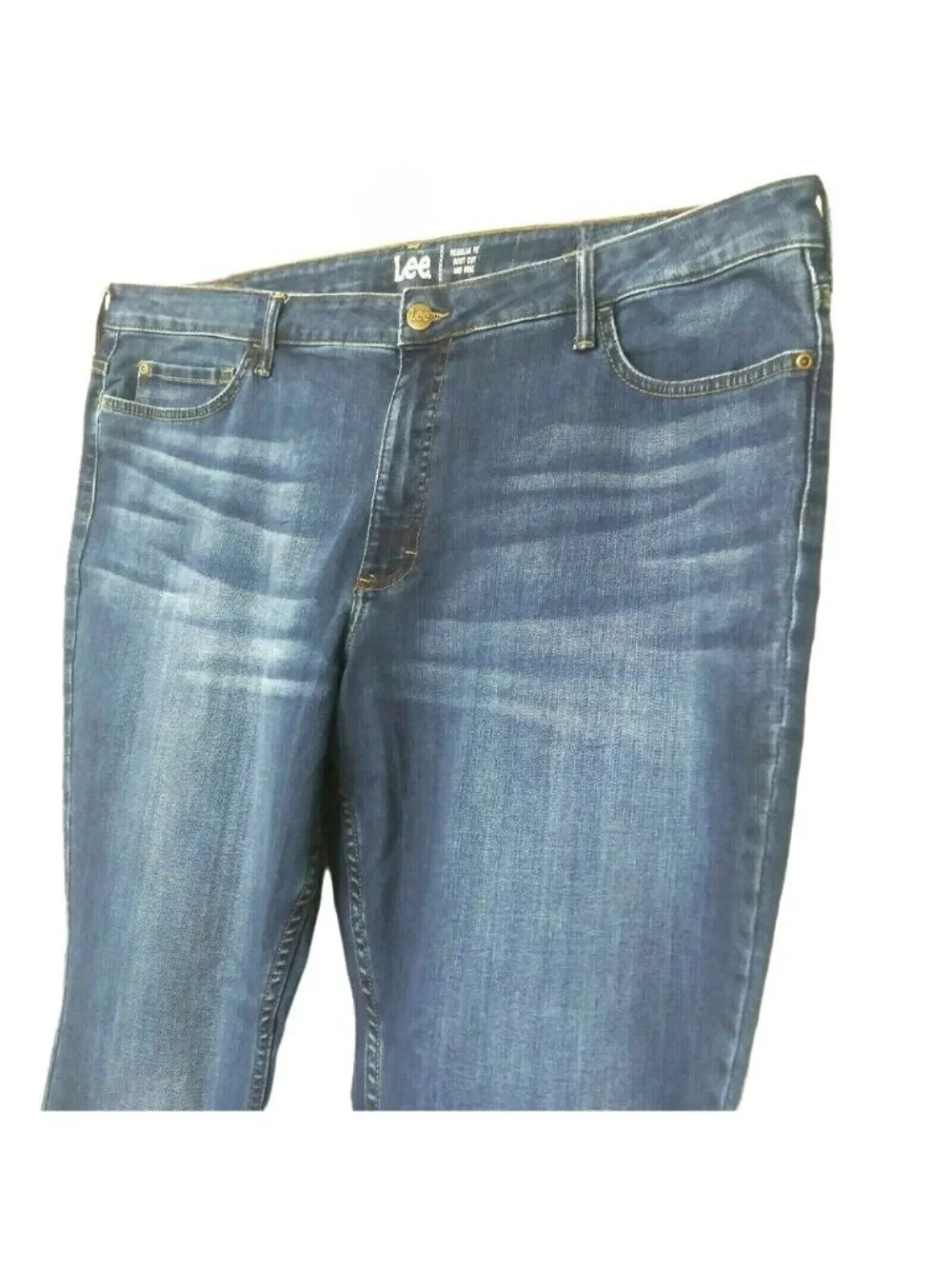 Lee Plus Size 24 Jeans Boot Cut Regular Fit Mid Rise Blue Denim Stretch